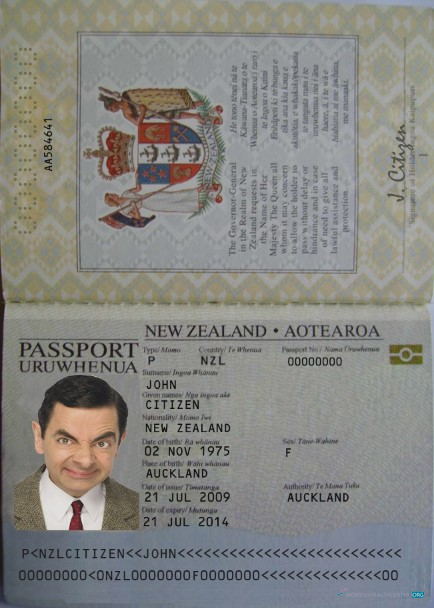 Download New Zealand passport (2005 2009) Photoshop template